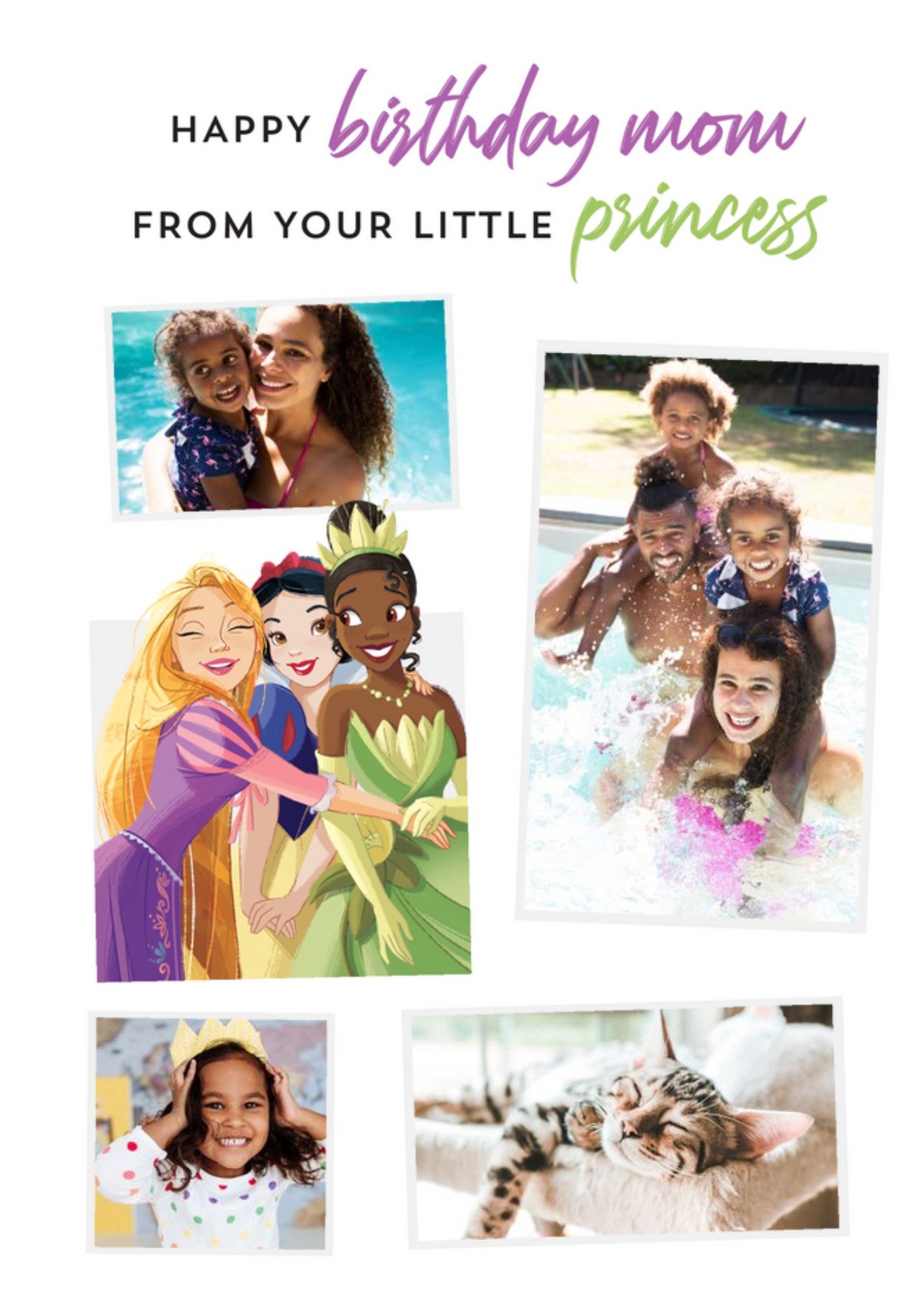 Disney Princesses Disney Princess Happy Birthday Mom From Your Little Princess Photo Upload Card, La