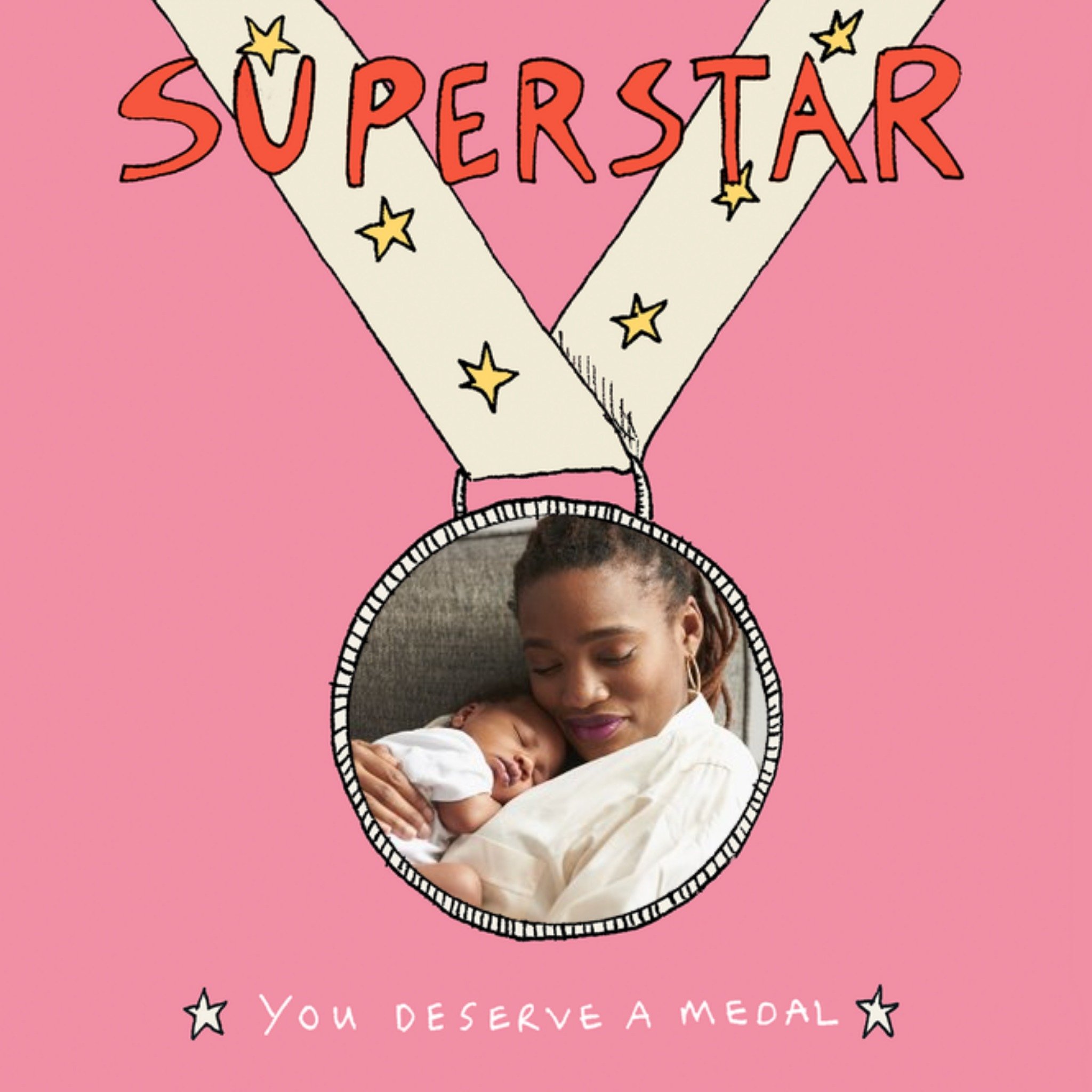 Moonpig Female Superstar Photo Upload Birthday Card For Her, Large