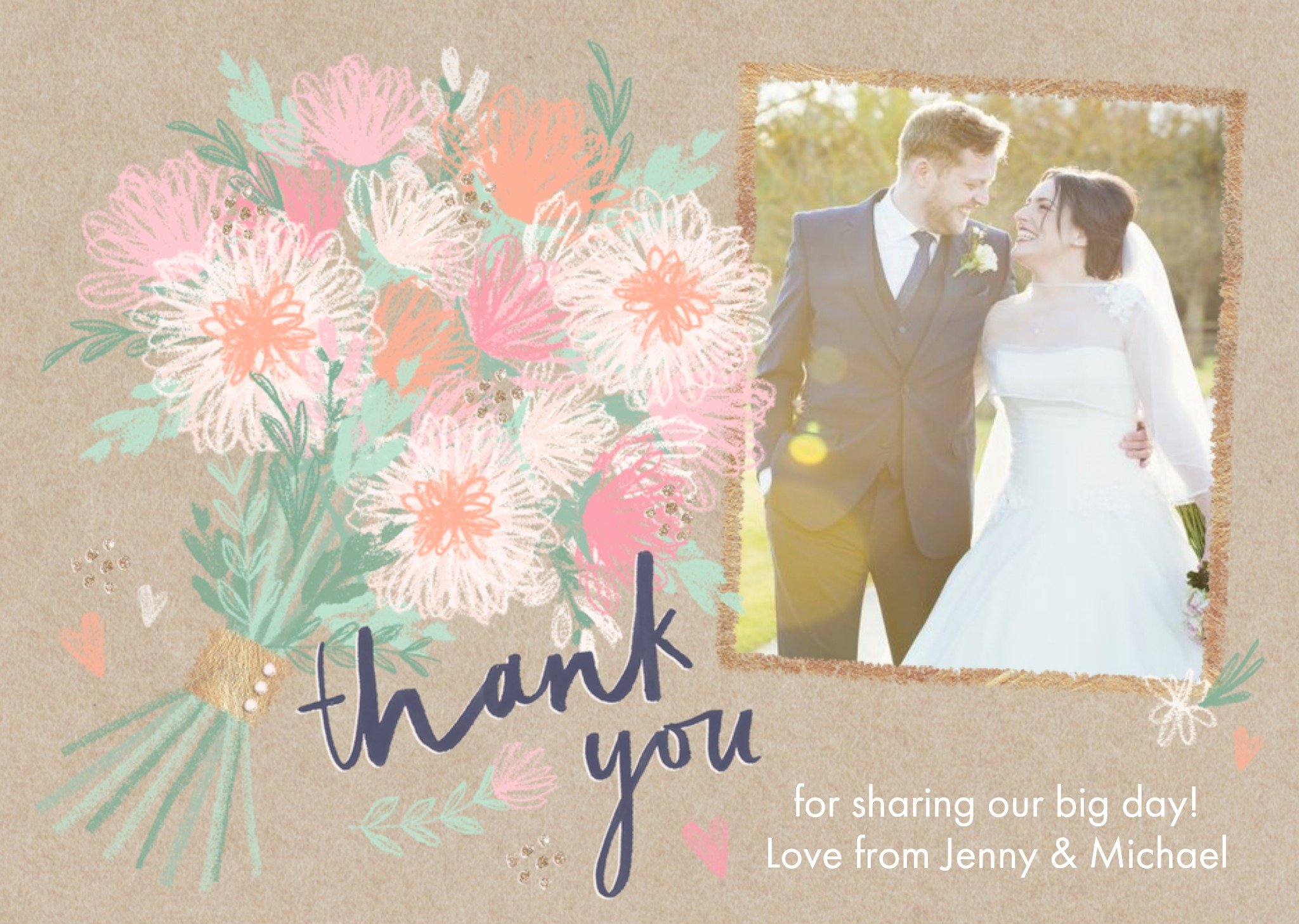 Moonpig Wedding Card - Wedding Day - Wedding Thank You - Photo Upload, Large