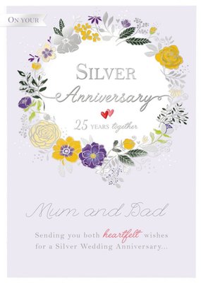 25 Years Together Silver Anniversary Card