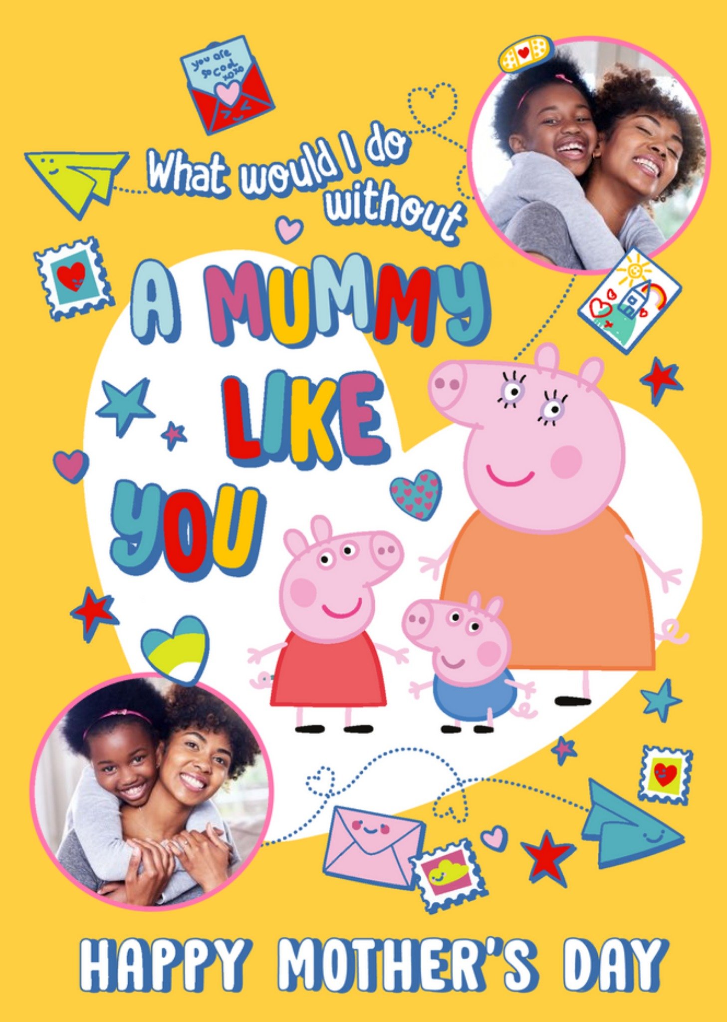 Peppa Pig What Would I Do Without Mummy Photo Upload Mother's Day Card, Large