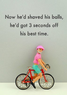 Funny Photograph Of A Male Doll Riding A Bike Just To Say Card 