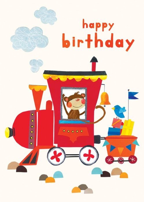 Happy Birthday Monkey Train Card