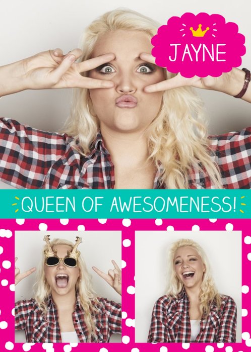 Queen Of Awesomeness Personalised Photo Upload Happy Birthday Card