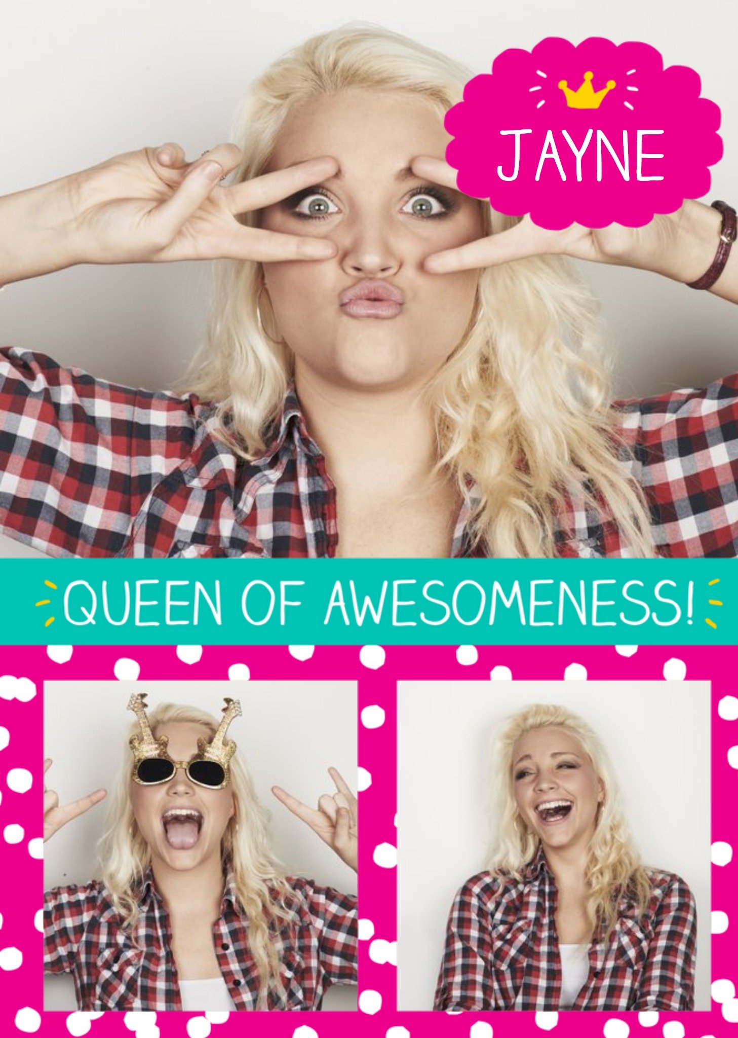 Happy Jackson Queen Of Awesomeness Personalised Photo Upload Happy Birthday Card Ecard