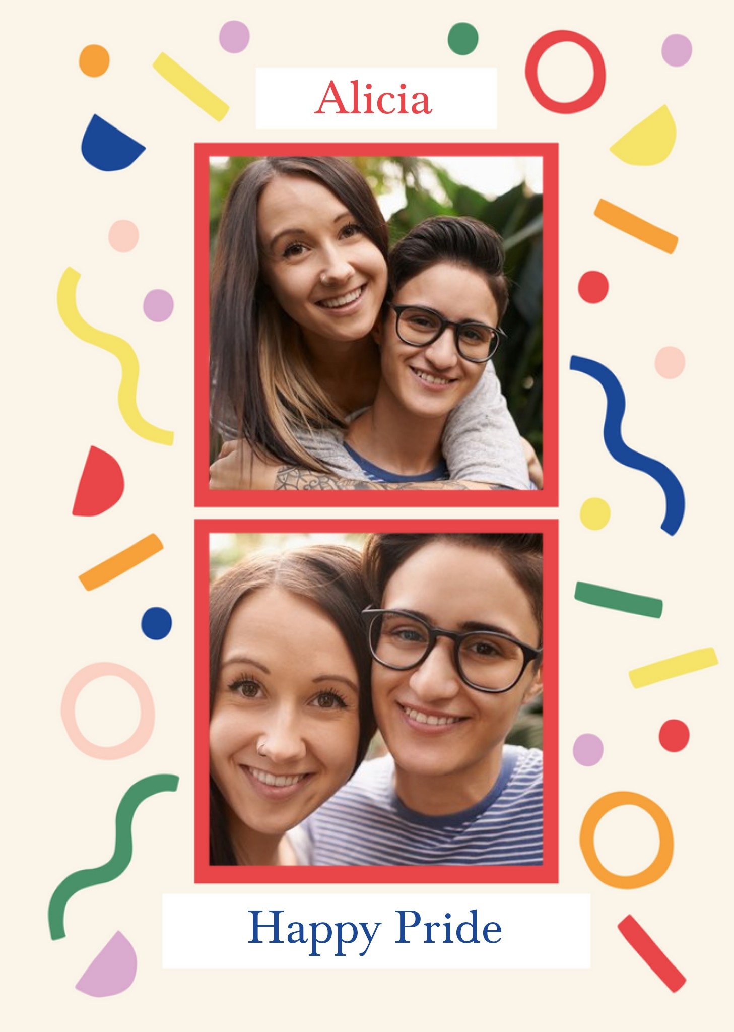 Abstract Confetti Photo Upload Pride Card