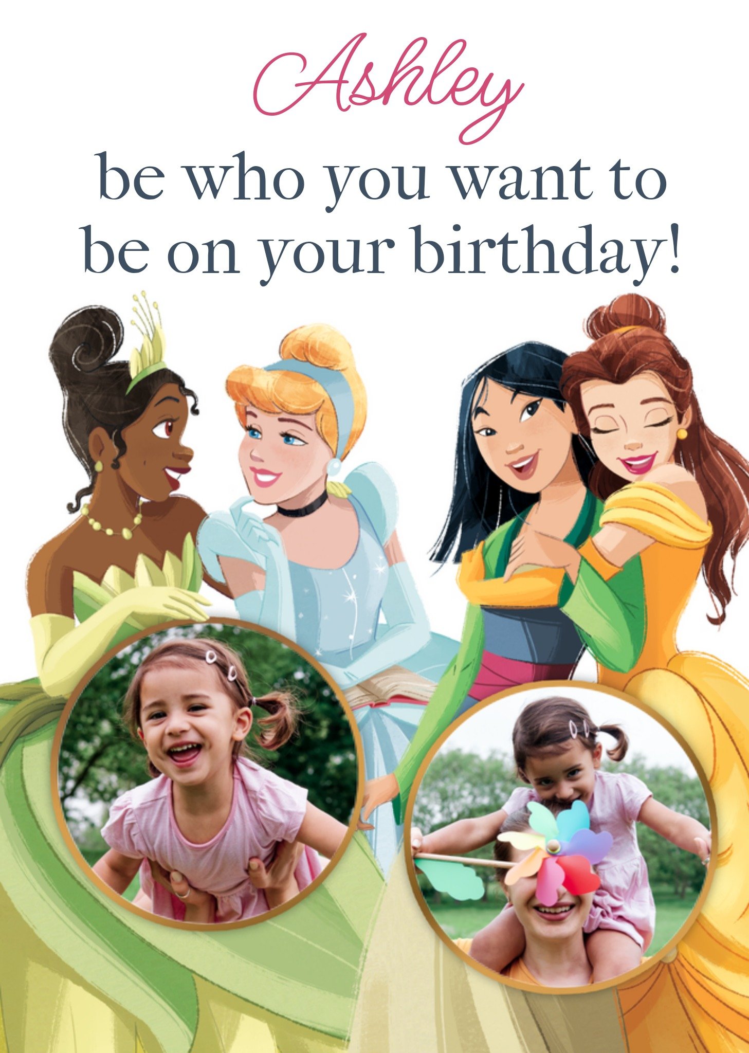 Disney Princess Photo Upload Birthday Card, Large