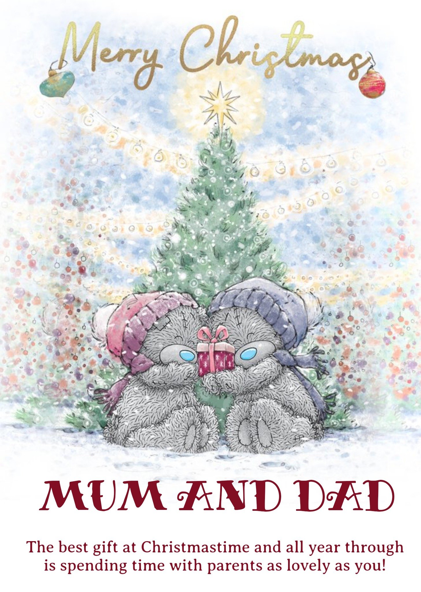 Me To You Tatty Teddy Mum And Dad Christmas Photo Upload Card