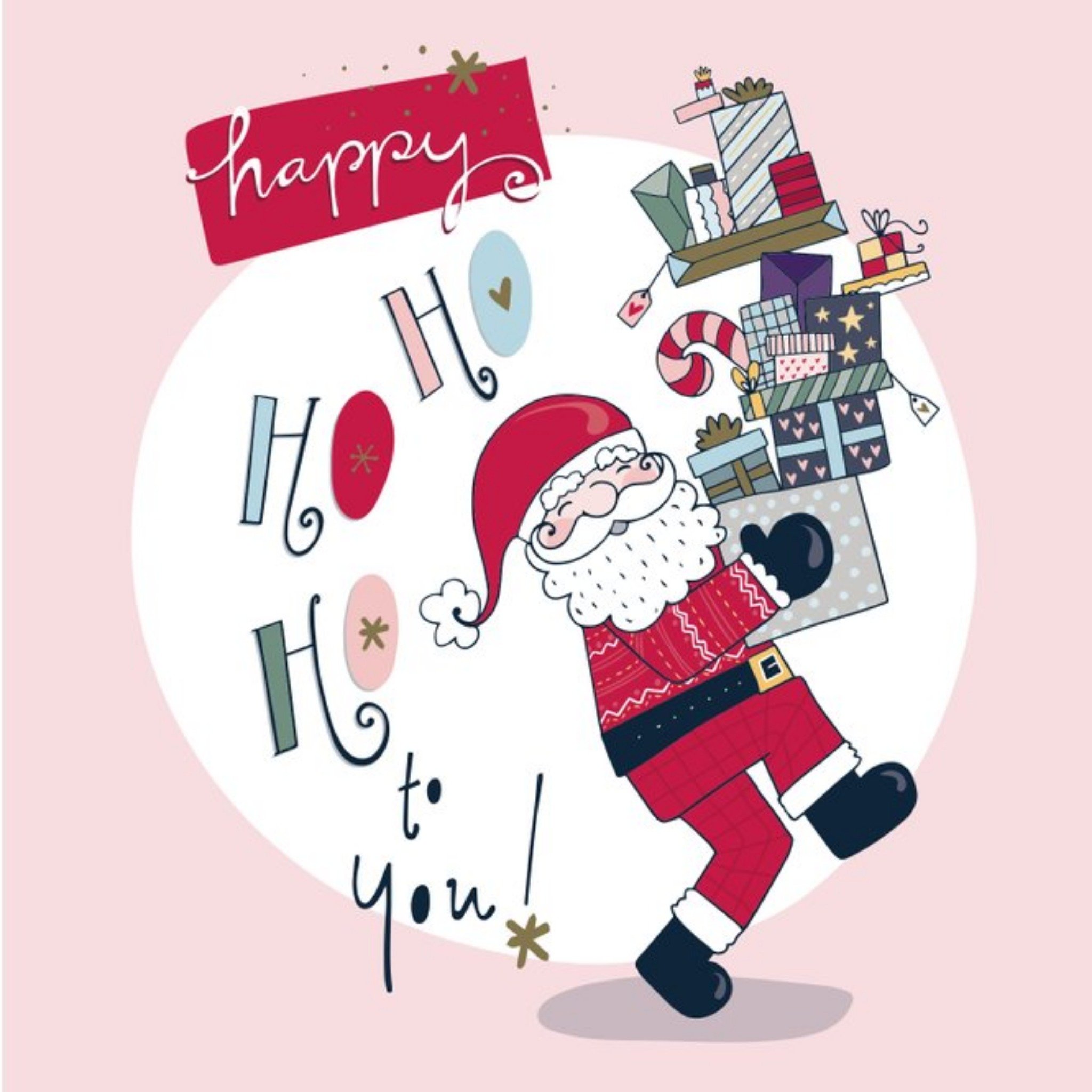 Funny Illustrated Santa Clause Christmas Card, Square