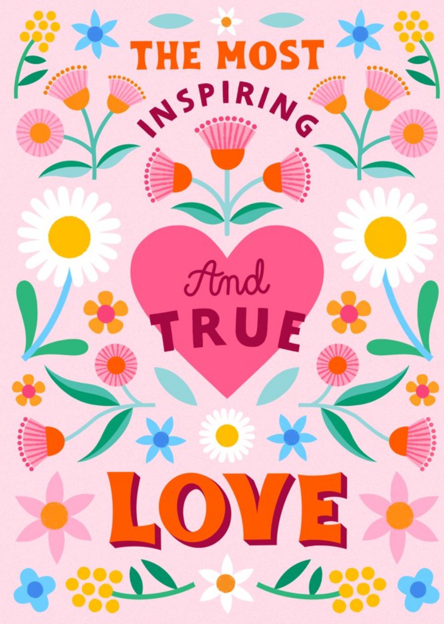 Inspiring And True Love Fun Modern Floral Greetings Card For Weddings Anniversaries And Valentines Ecard