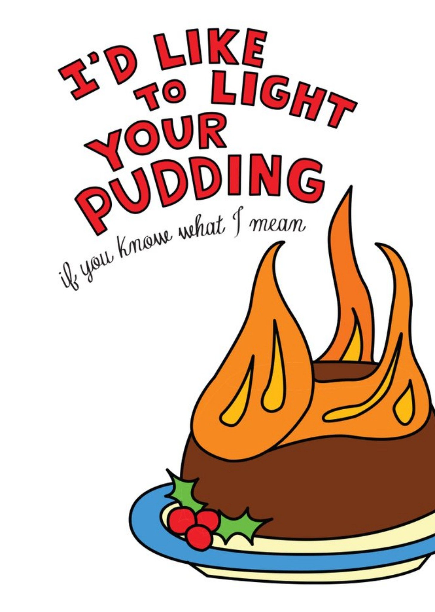 Moonpig Illustration Of A Christmas Pudding Christmas Card, Large