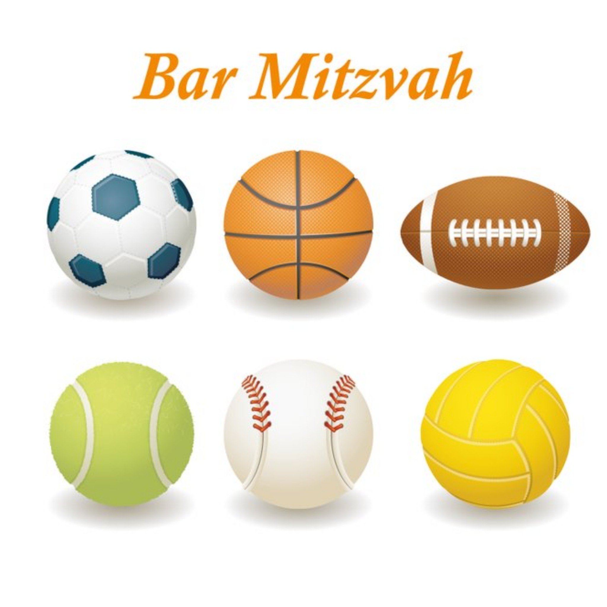 Bar Mitzvah Ball Games Card, Square