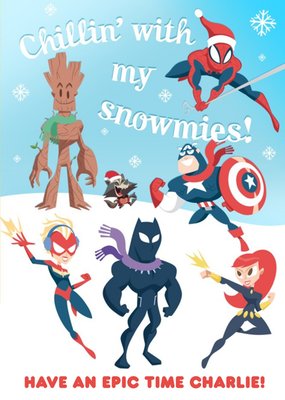 Marvel Comics Cartoon Snowmies Christmas Card