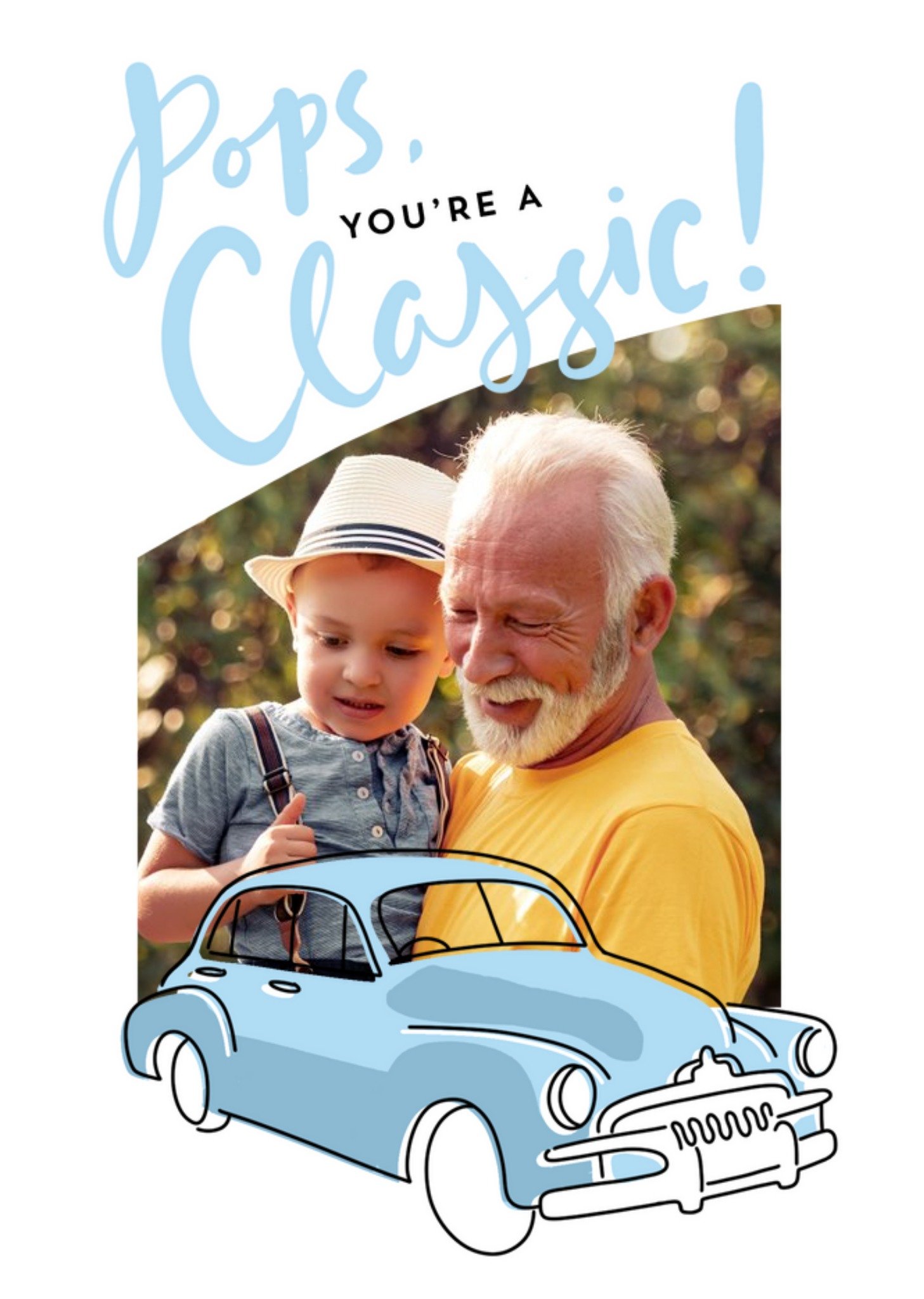 Moonpig Simple Life Illustrated Vintage Car Photo Upload Pops, You're A Classic Card, Large