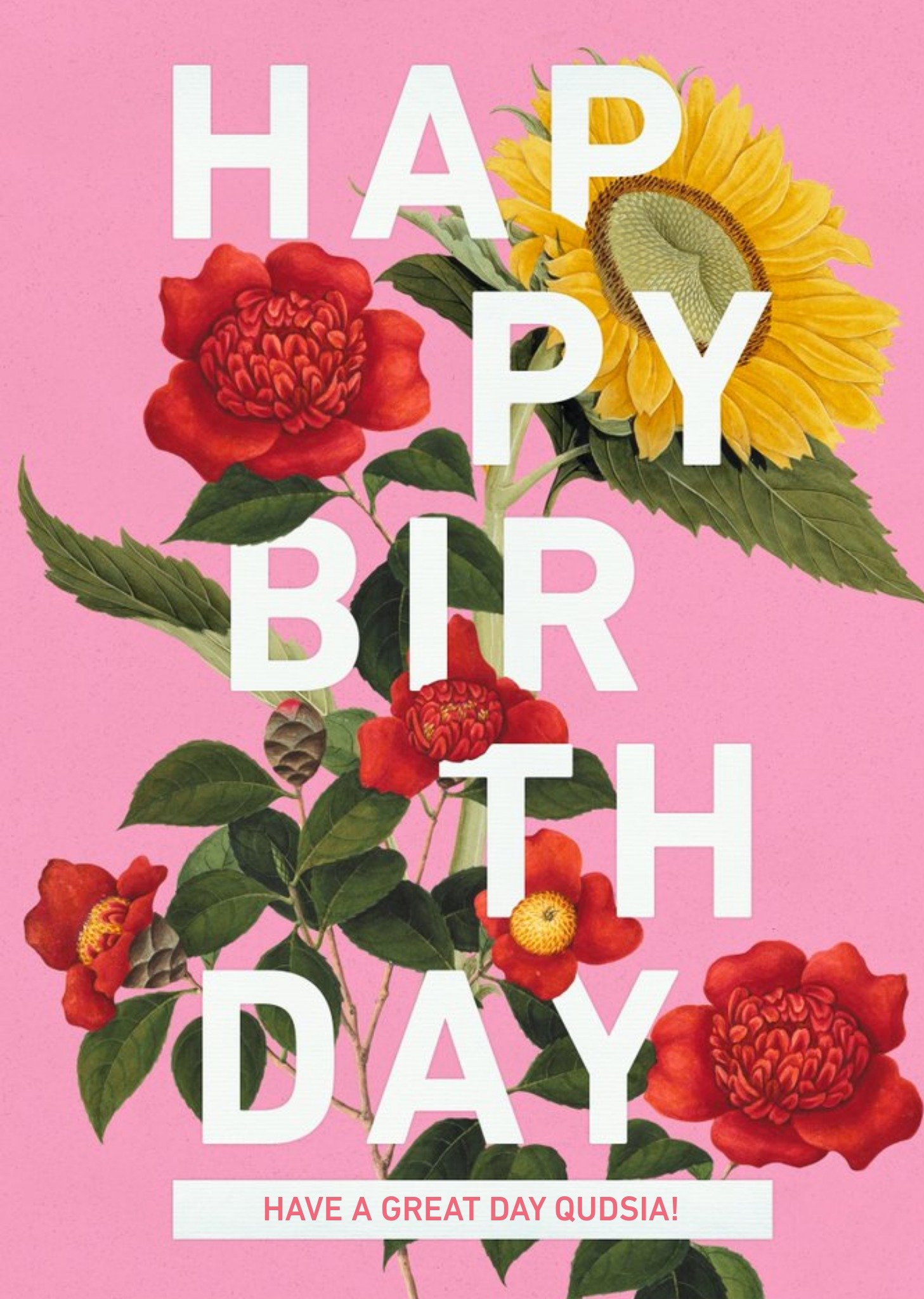 The Natural History Museum Pretty Flowers Personalised Happy Birthday Card, Large