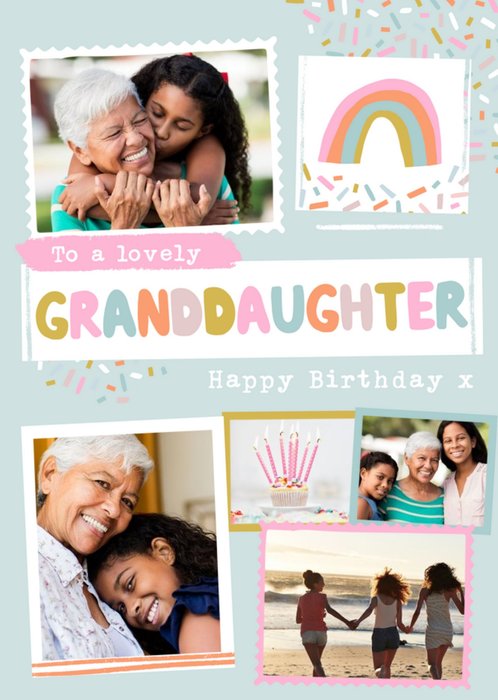 Modern Photo Upload Collage To A Lovely Granddaughter Birthday Card