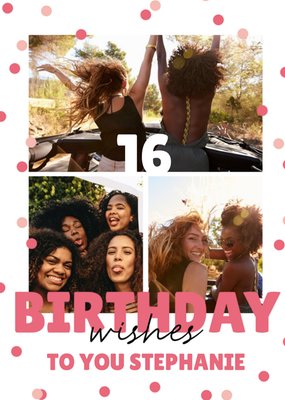 Modern Bold Photo Upload 16th Birthday Wishes Card