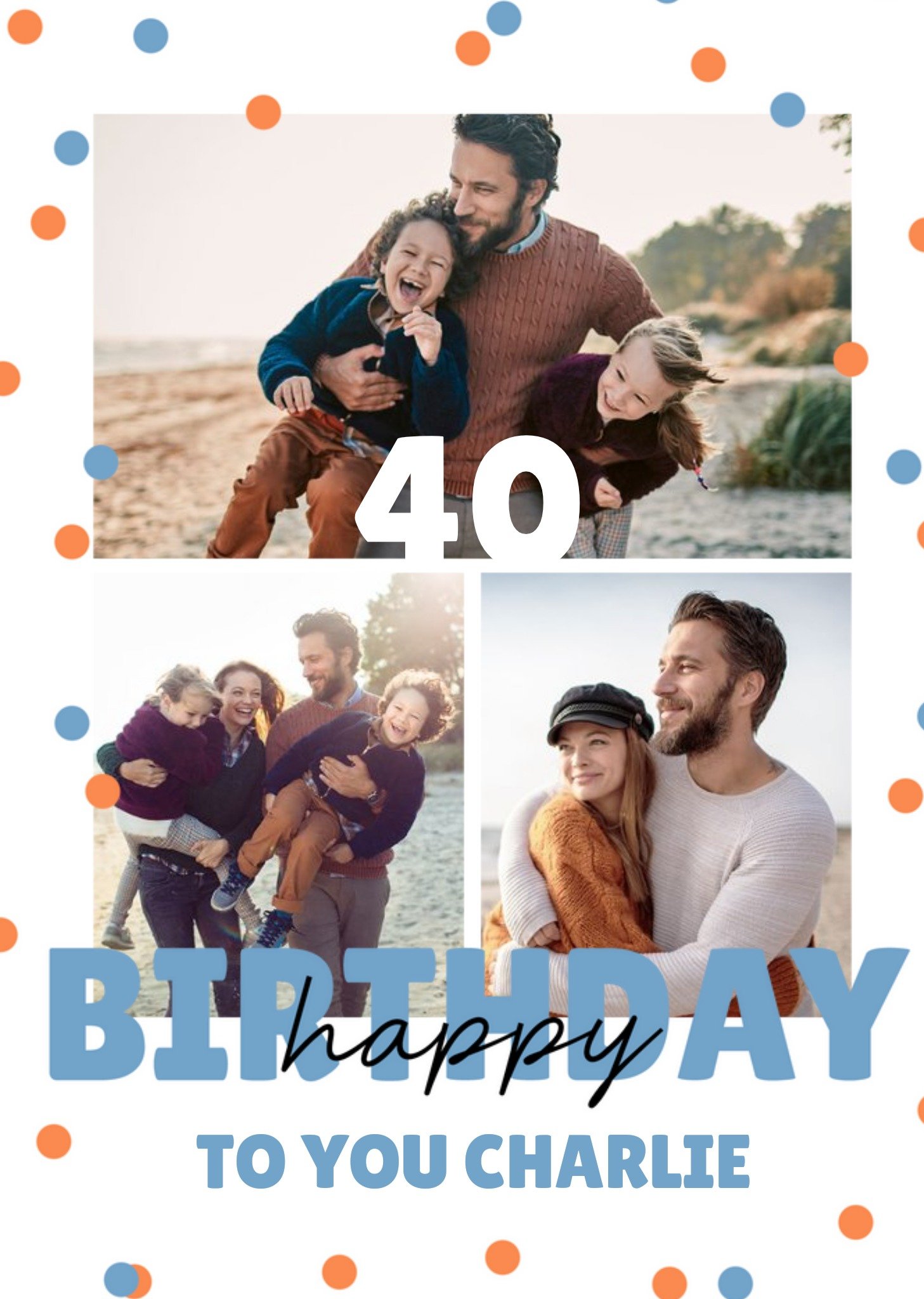 Modern Bold Confetti Photo Upload 40th Birthday Card Ecard