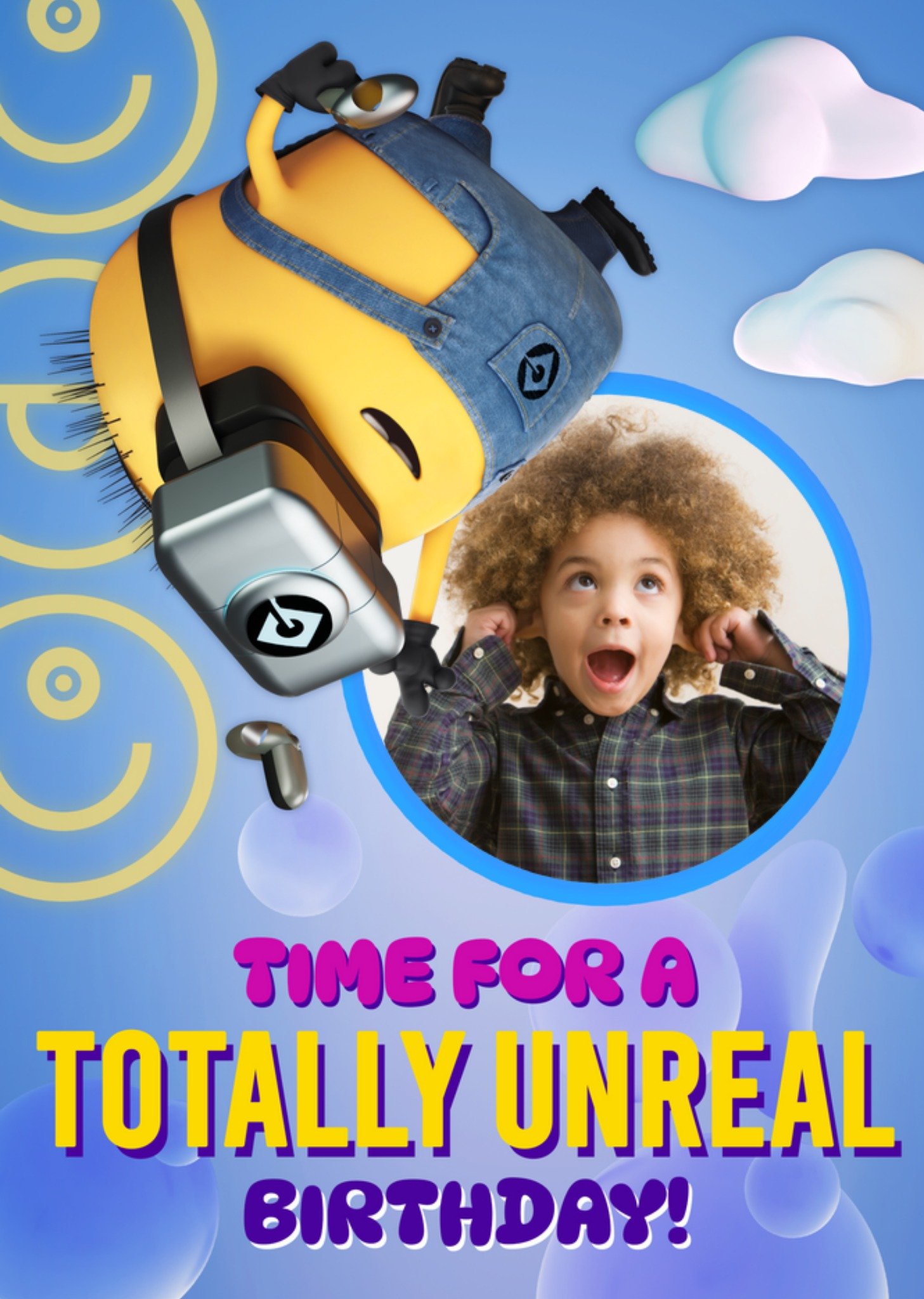 Minions Time For A Totally Unreal Birthday Photo Upload Card Ecard