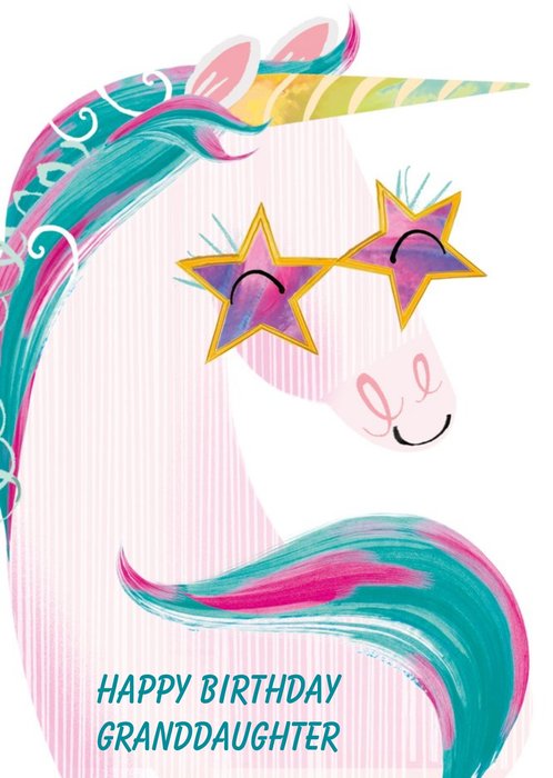 Unicorn With Sunglasses Birthday Card - Granddaughter