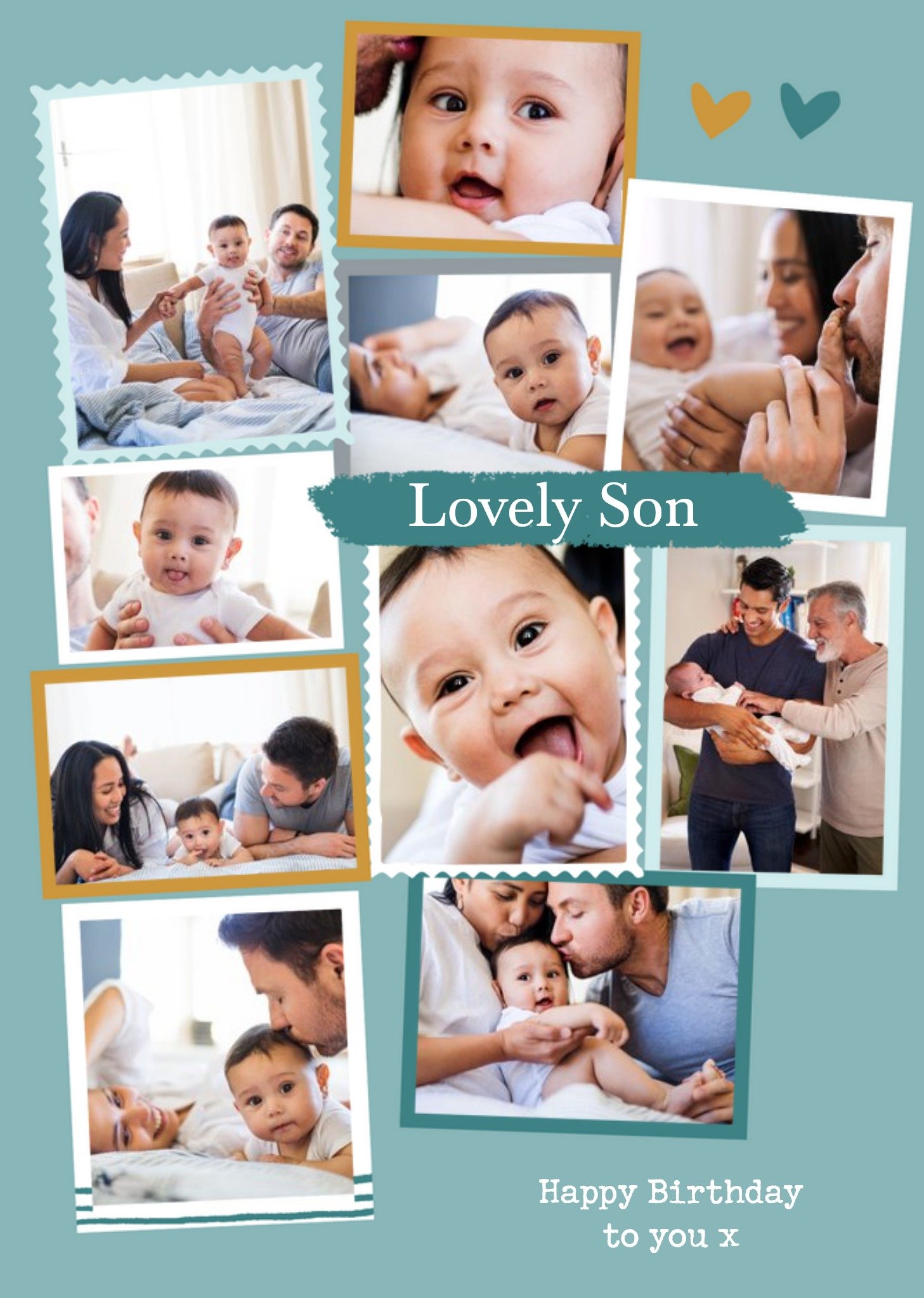 Moonpig Modern Photo Upload Collage Lovely Son Birthday Card, Large