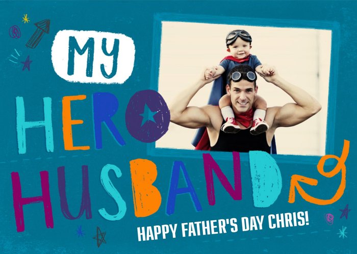My Hero Husband Personalised Photo Card