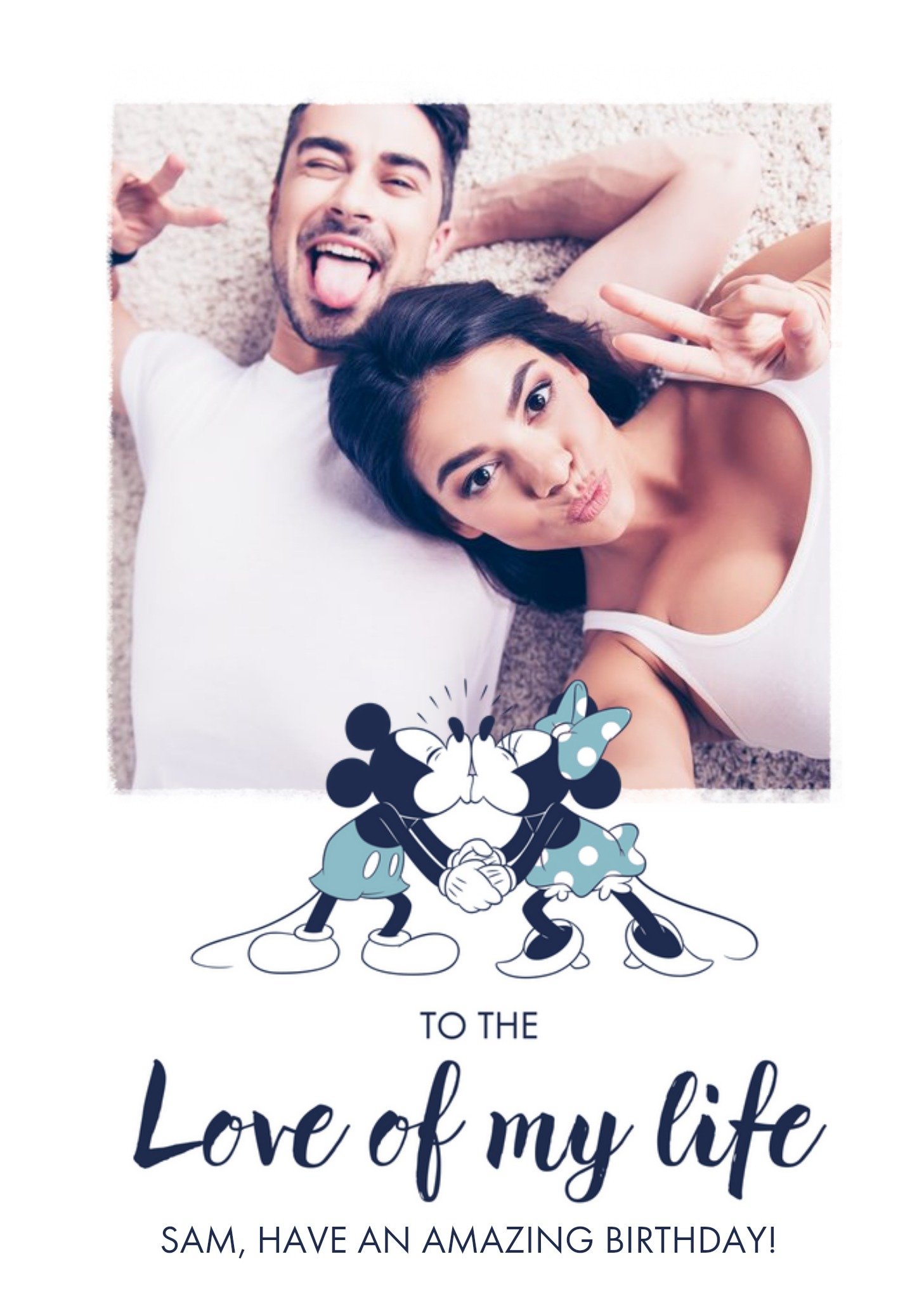 Disney Mickey Mouse And Minnie Mouse Love Of My Life Photo Upload Birthday Card Ecard