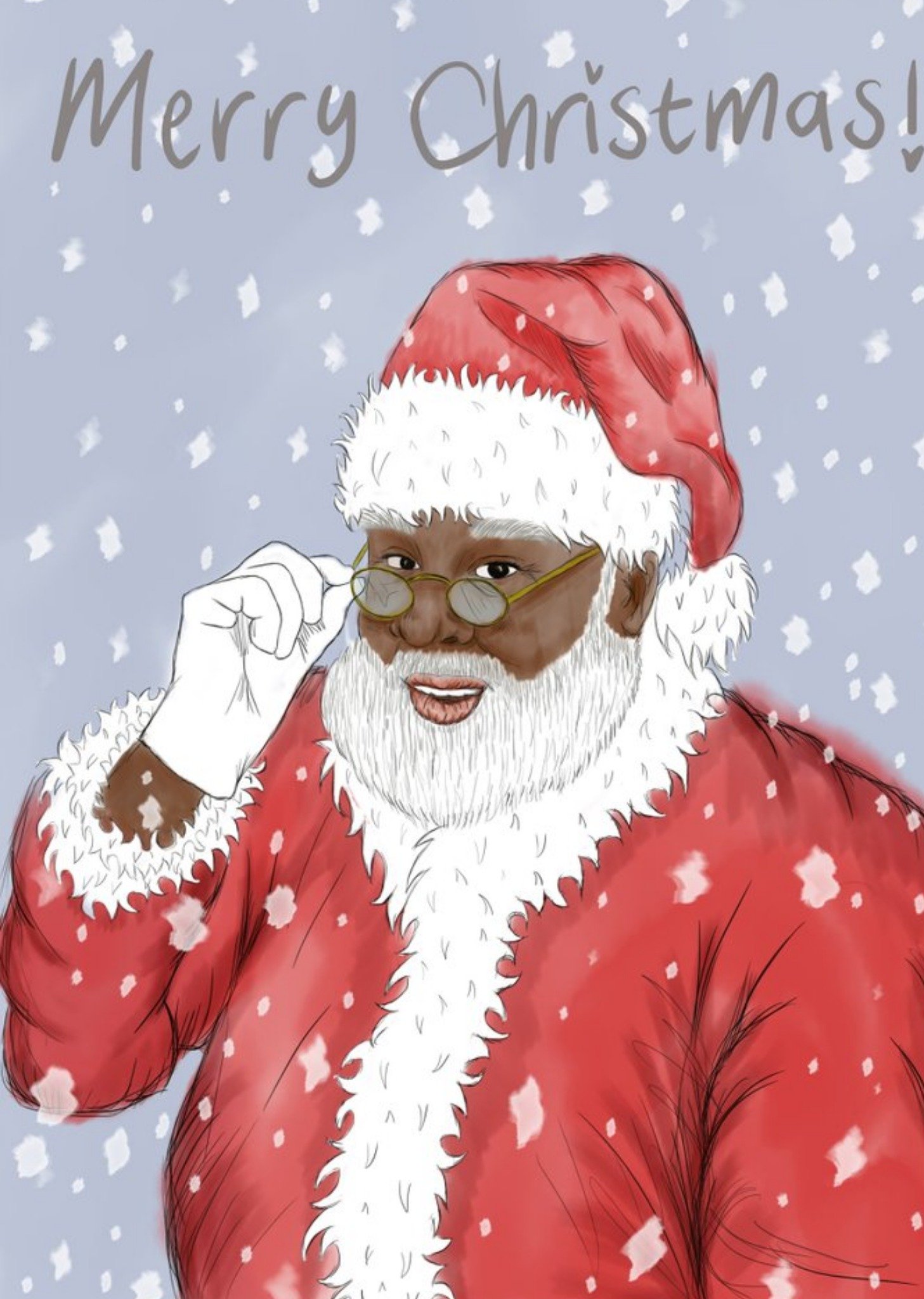 Friends Kitsch Noir Illustrated Father Snowing Snow Christmas Santa Card Ecard