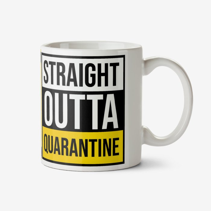 Pandemic Straight Outta Quarantine Typographic Photo Upload Mug