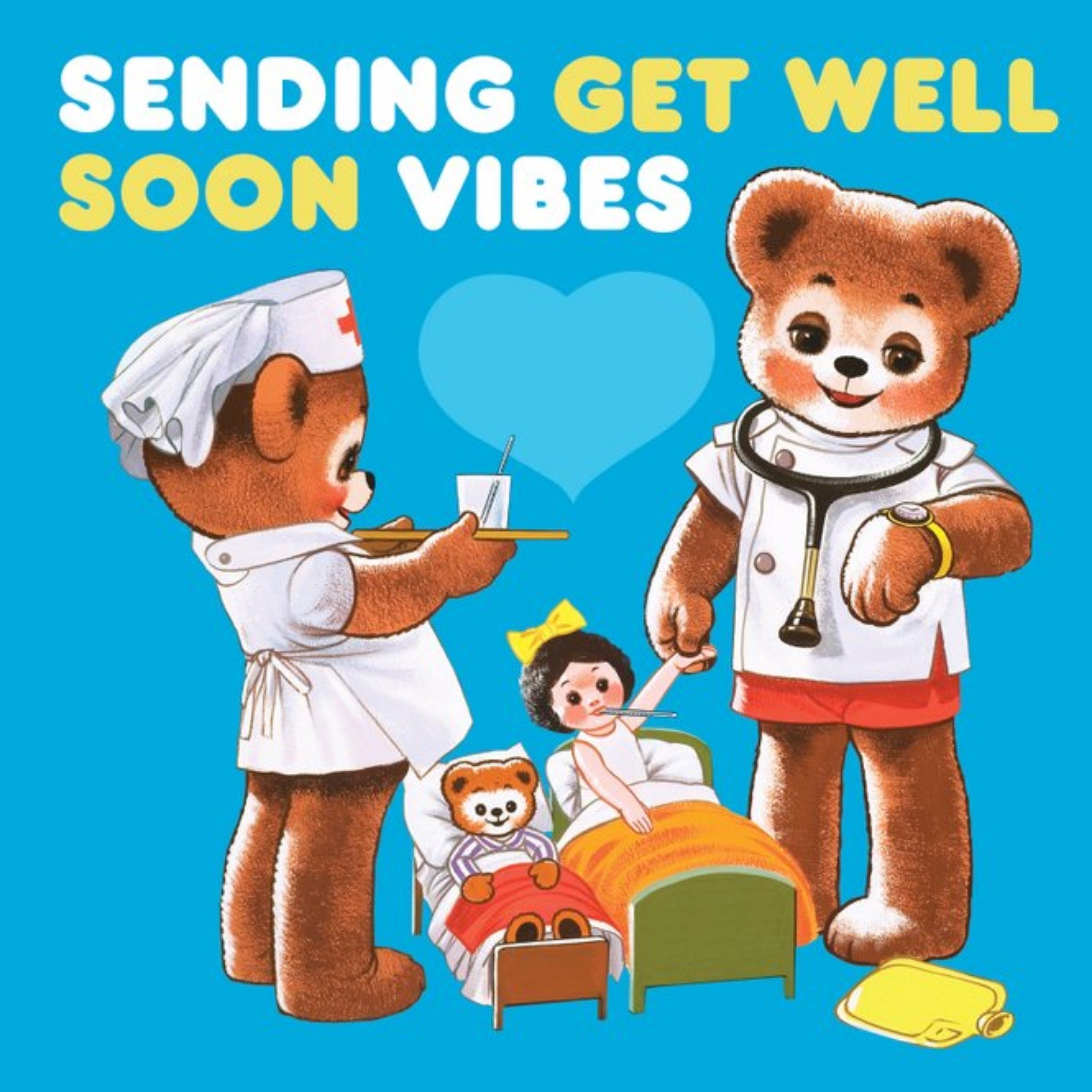 Funny Get Well Card - Retro Images, Square