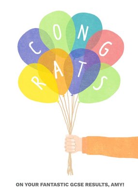 Balloons Personalised GCSE Exam Results Congratulations Card