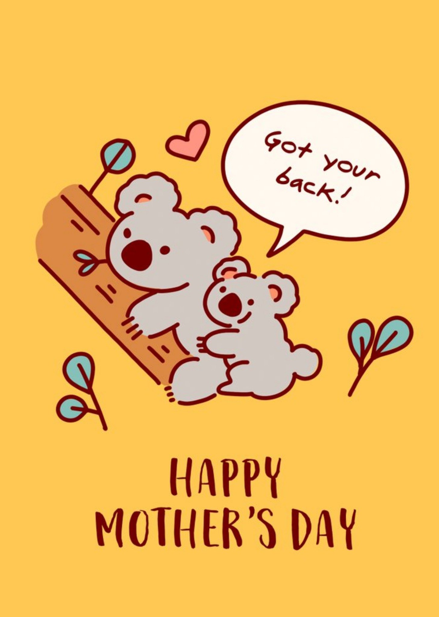 Illustrated Koala Got Your Back Mother's Day Card Ecard