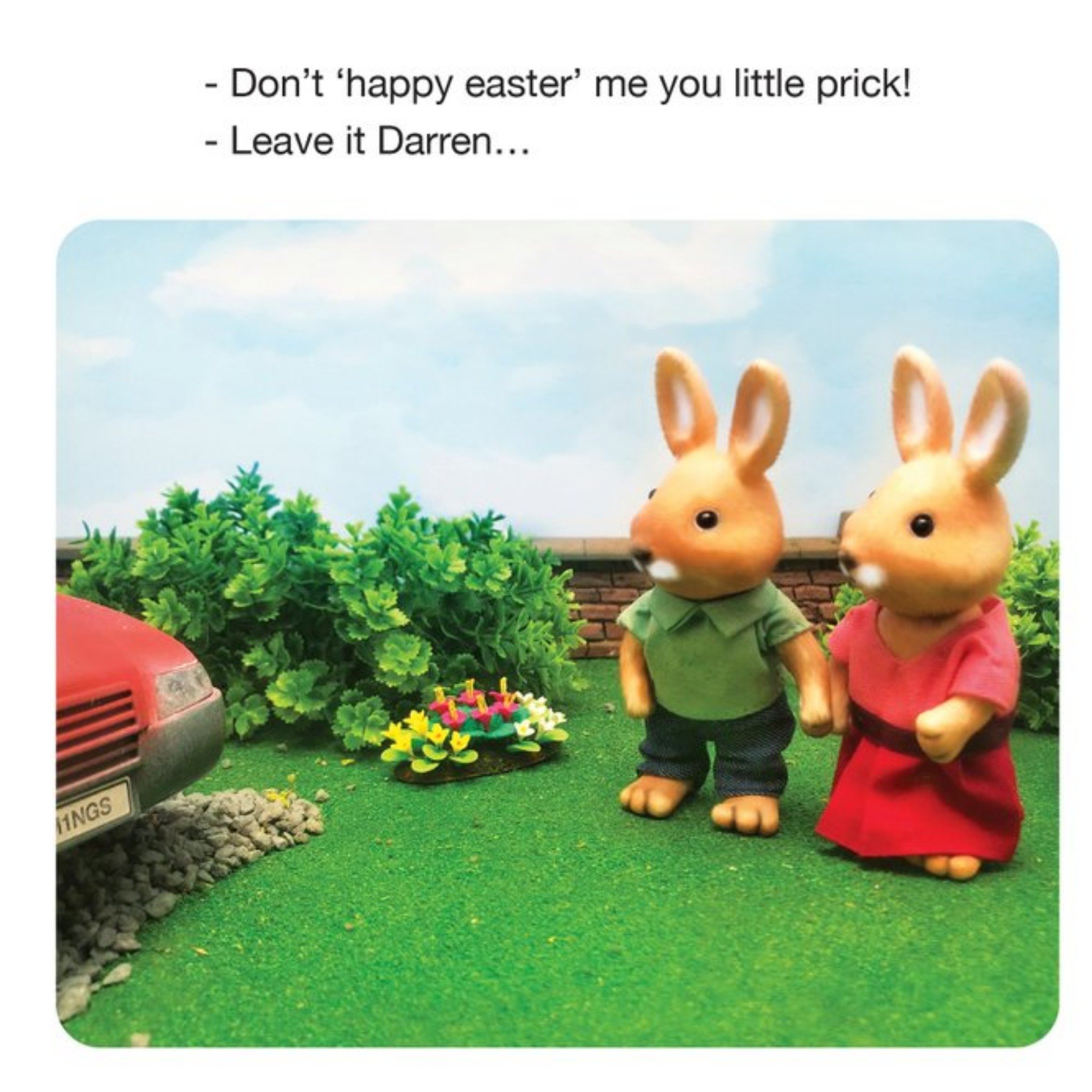 Other Funny Dont Happy Easter Me You Little Prick Card, Square