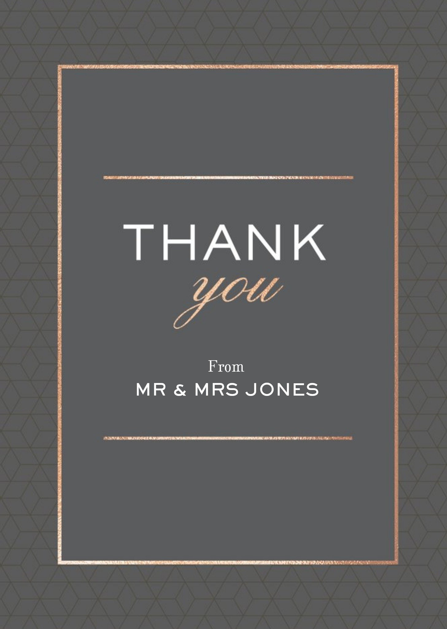 Geometric Pattern Graphic Typographic Wedding Thank You Card, Standard