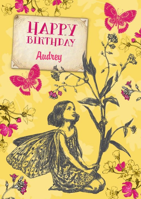 Illustrated Fairies Personalised Happy Birthday Card