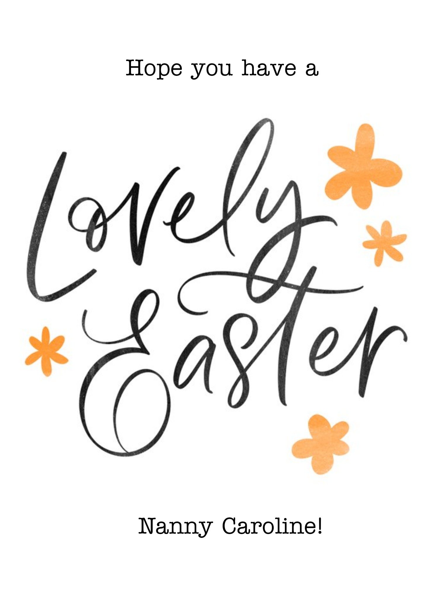 Typographic Calligraphy Lovely Easter Nanny Easter Card Ecard