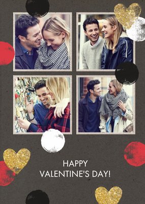Hearts And Spots 4 Square Personalised Photo Upload Happy Valentine's Day Card