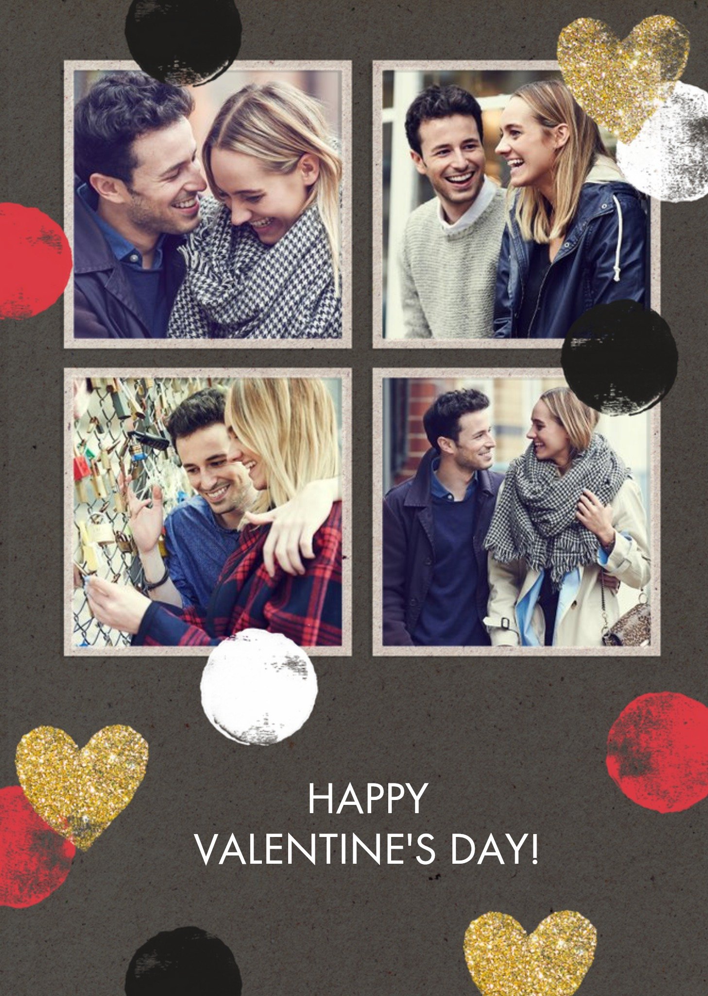 Hearts And Spots 4 Square Personalised Photo Upload Happy Valentine's Day Card Ecard