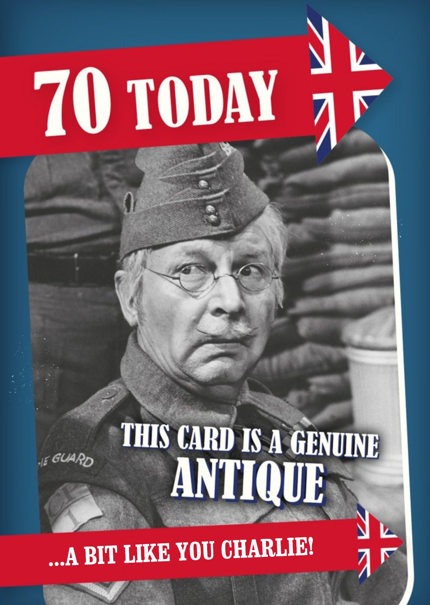 Retro Humour Dad's Army 70 Today Genuine Antique Birthday Card, Large