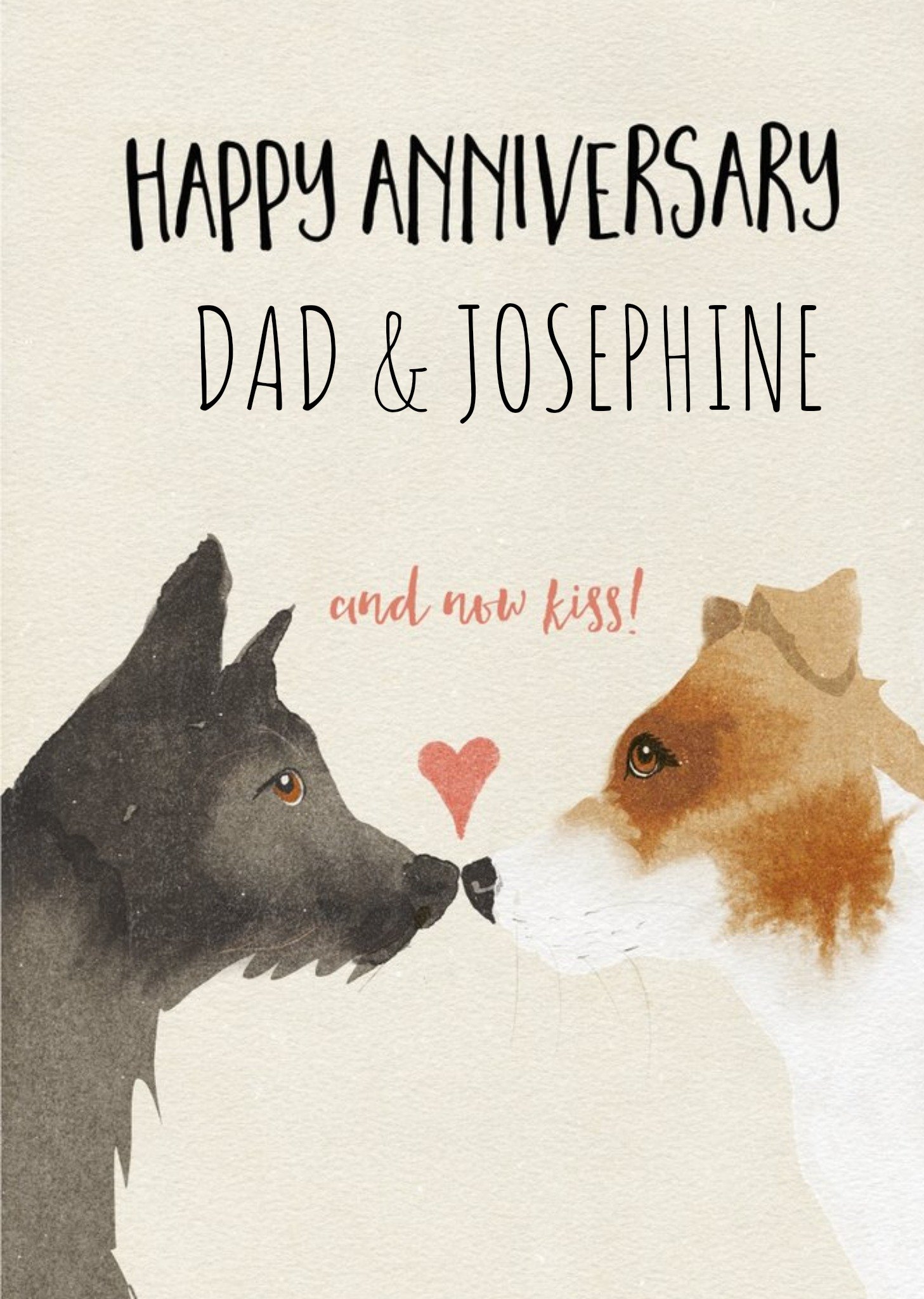 Moonpig Cute Dog Watercolour Illustration And Now Kiss Anniversary Card Ecard