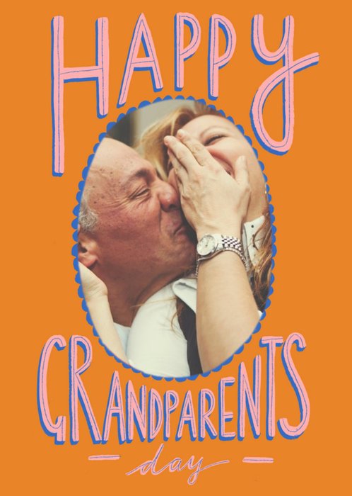 Fun Bright Typographic Photo Upload Grandparents Day Card