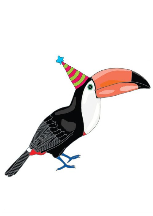 Toucan Party Hat Illustration Card