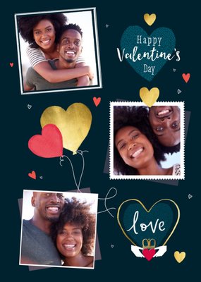 Cute Modern Hearts Photo Upload Valentine's Day Card