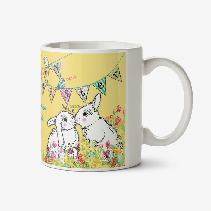 Happy Easter Bunnies Kissing Personalised Photo Upload Mug