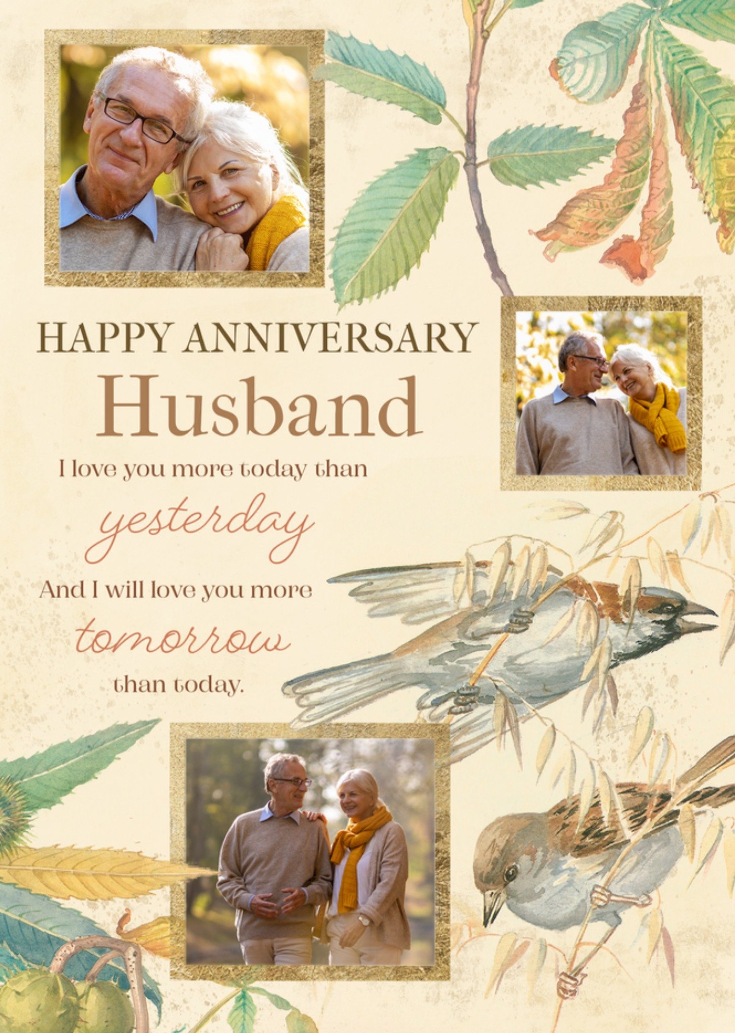 Edwardian Lady Photo Upload Husband Anniversary Card, Large