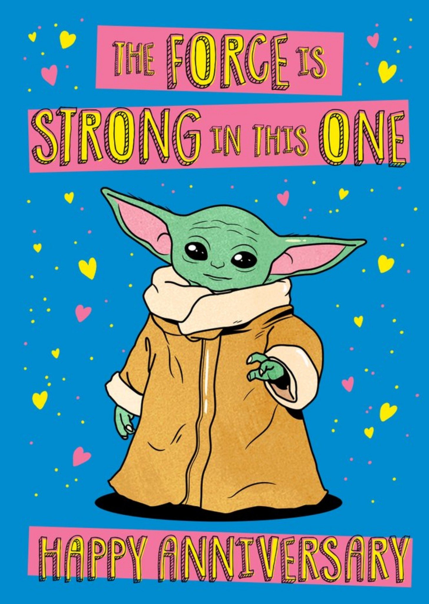 Disney Star Wars The Mandalorian Force Is Strong Yoda Anniversary Card, Large
