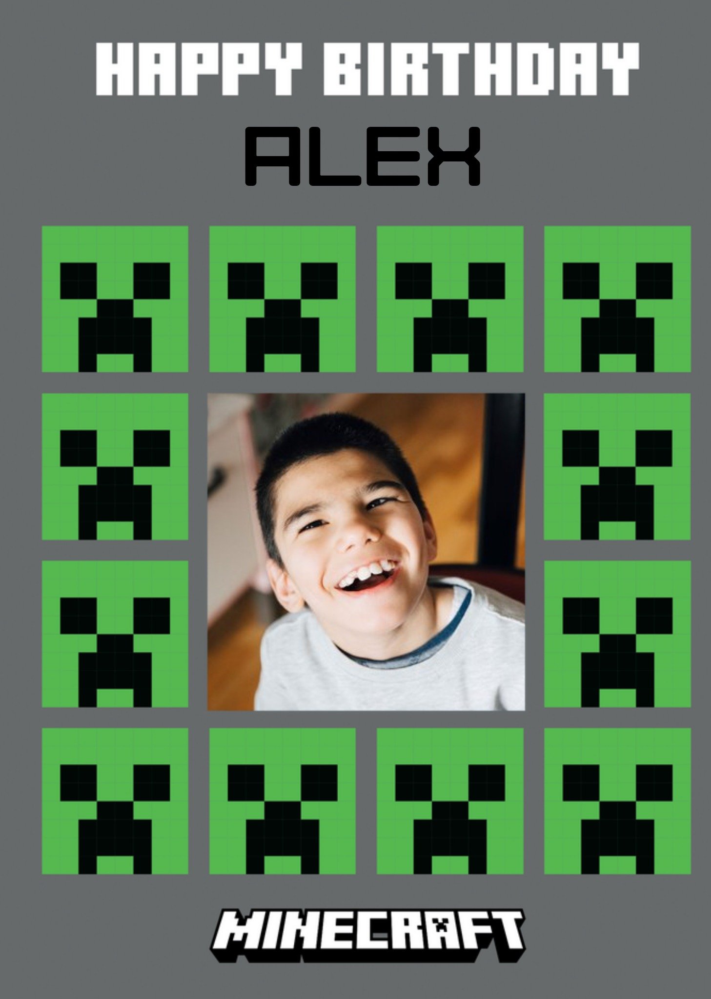 Minecraft Creeper Photo Upload Birthday Card Ecard