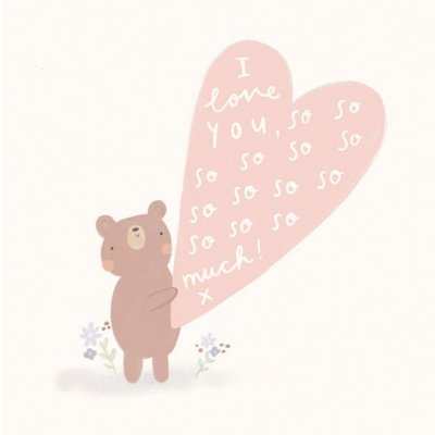Illustration Of A Bear Holding A Heart With A Message Thinking Of You Card