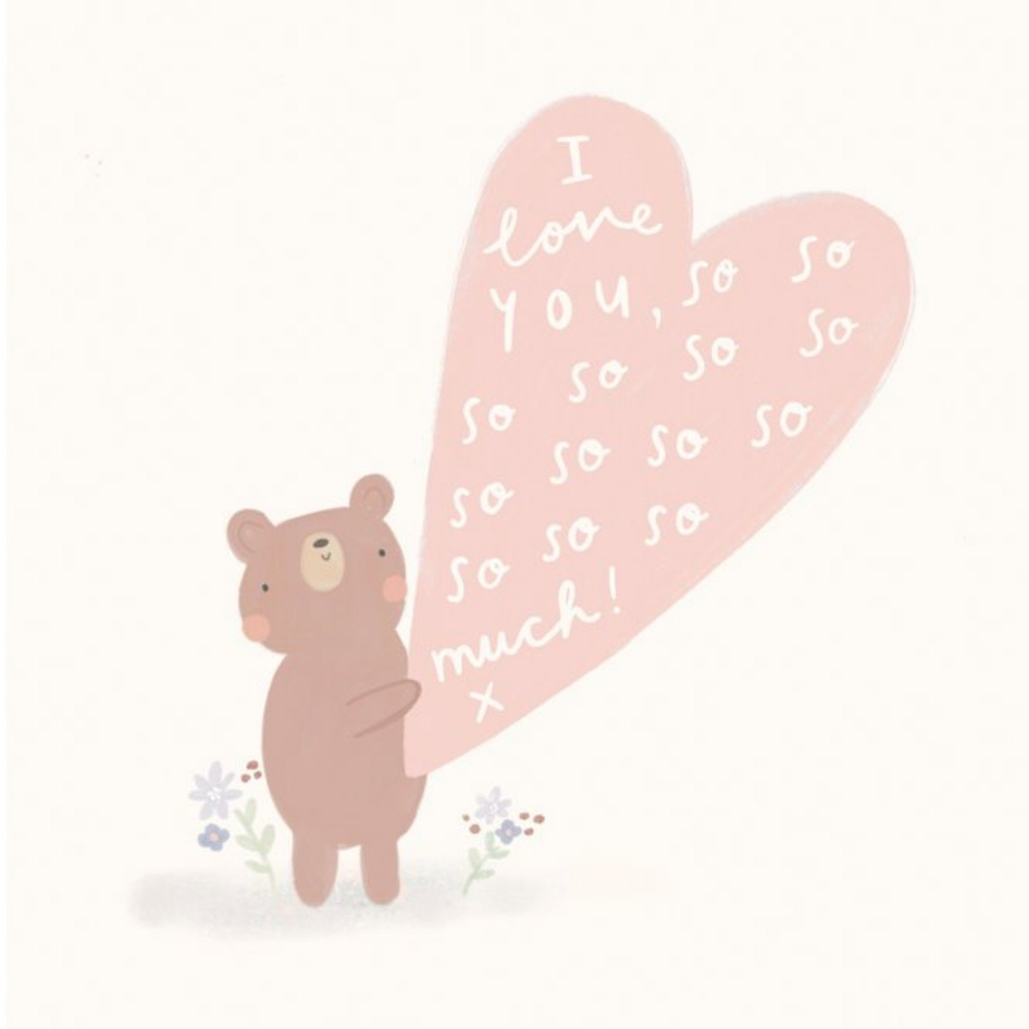Moonpig Illustration Of A Bear Holding A Heart With A Message Thinking Of You Card, Square