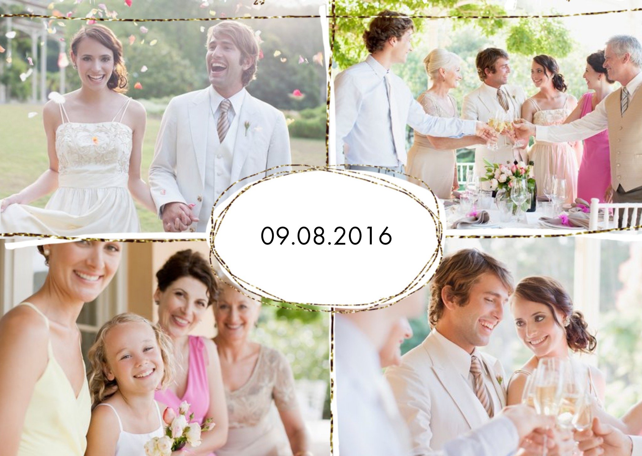 Glittering Border Multi-Photo Save The Date Card Ecard